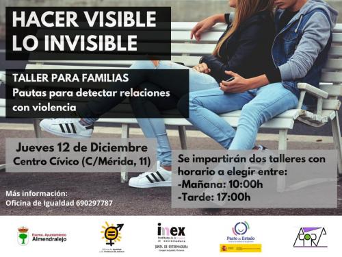 El jueves se celebra un taller para familias sobre pautas para detectar relaciones  con violencia