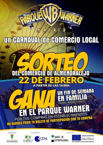 El comercio local sortea un viaje a la Warner con motivo del Carnaval