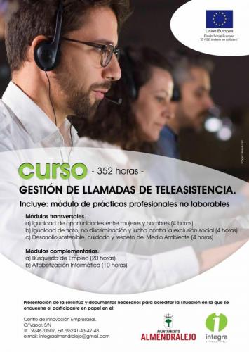 El 22 de junio se abre el plazo para inscribirse en el curso de gestión de llamadas de teleasistencia